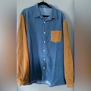Two tone 3XL corduroy style button up
